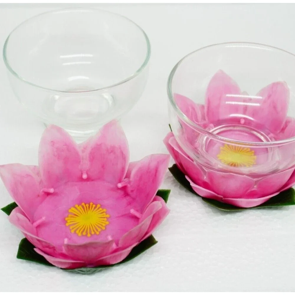 Rare Styson Decorative Plastic Lotus Coasters and 8oz Dessert Dishes 1961 MCM X2 - Picture 2 of 7